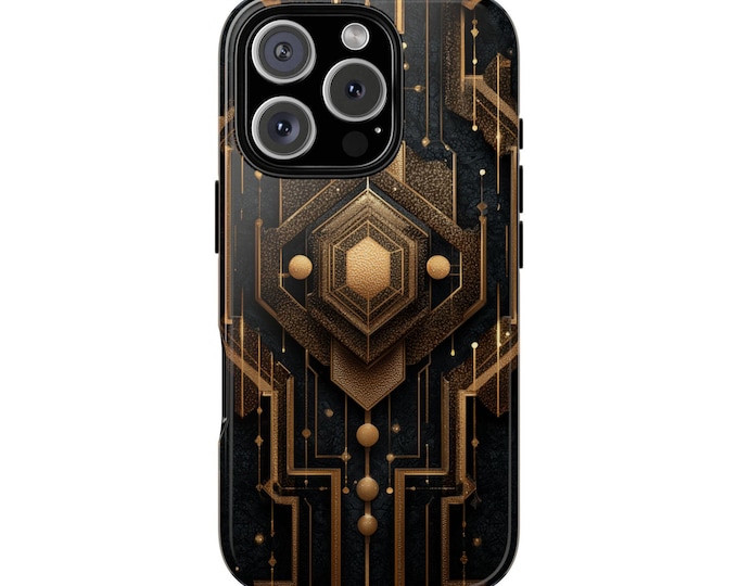 Art Deco Gold Symmetrical Pattern Phone Case: iPhone, Galaxy, Pixel - Lifetime Warranty