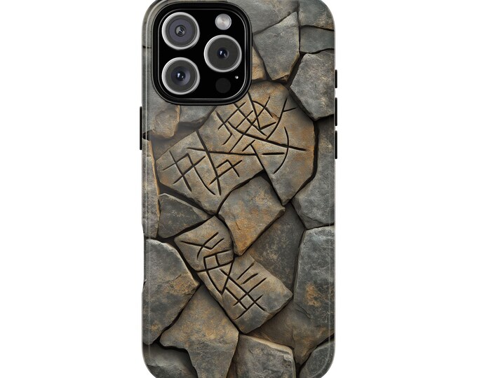 Weathered Runic Stone Engraving Rune Rock Phone Case: iPhone, Galaxy, Pixel - Lifetime Warranty