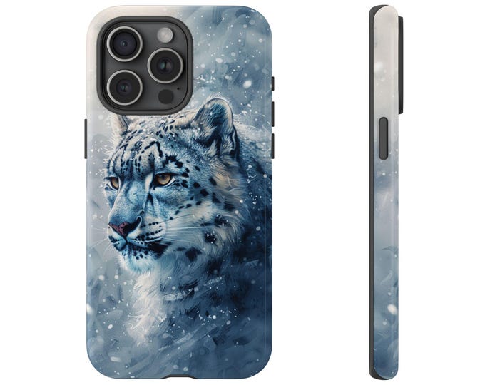 Water Ink Snow Leopard Phone Case: iPhone, Galaxy, Pixel - Lifetime Warranty