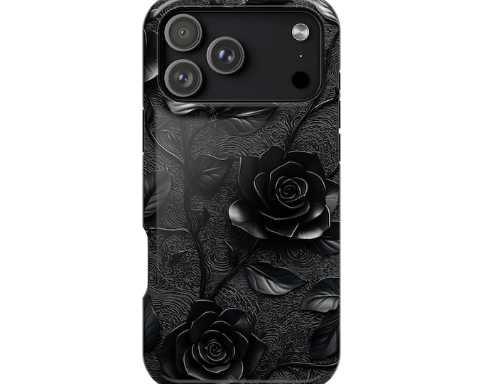 Black Rose Flower Noir Vines Phone Case: iPhone, Galaxy, Pixel - Lifetime Warranty