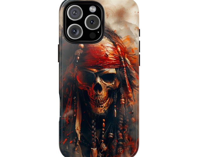 Pirate Skull Red Bandana Patch Phone Case: iPhone, Galaxy, Pixel - Lifetime Warranty