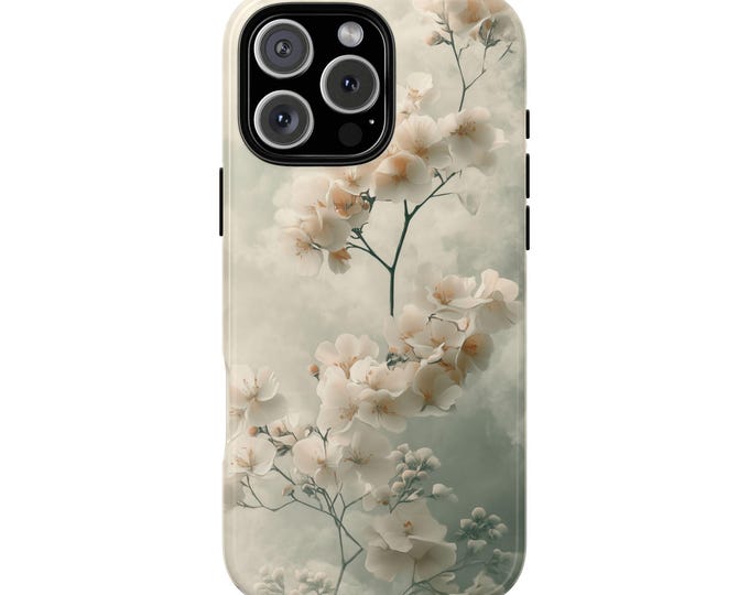 Ethereal White Blossom Floral Petal Flower Phone Case: iPhone, Galaxy, Pixel - Lifetime Warranty