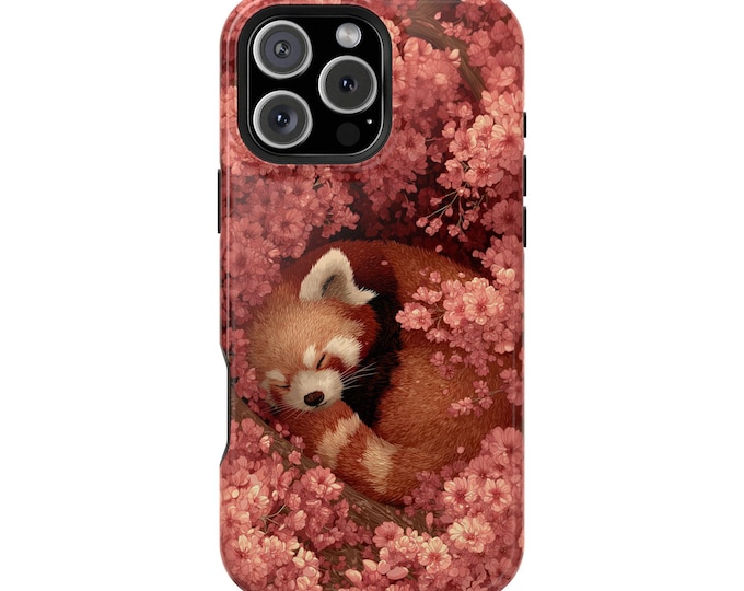 Sleeping Red Panda Bear Cherry Blossom Phone Case: iPhone, Galaxy, Pixel - Lifetime Warranty