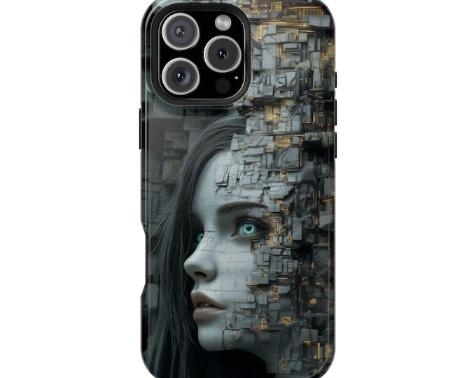 Digital Circuit Stone Beauty Abstract Girl Phone Case: iPhone, Galaxy, Pixel - Lifetime Warranty