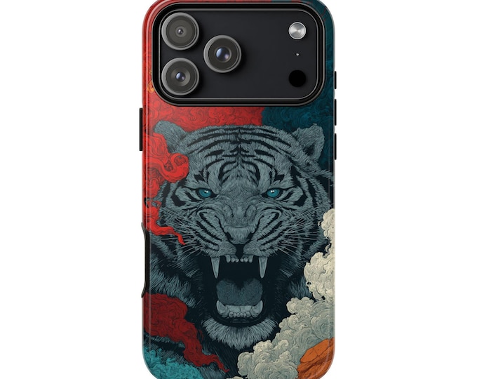 Fierce Tiger Abstract Smoke Phone Case: iPhone, Galaxy, Pixel - Lifetime Warranty