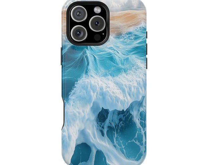 Ocean Waves Pastel Blue Phone Case: iPhone, Galaxy, Pixel - Lifetime Warranty