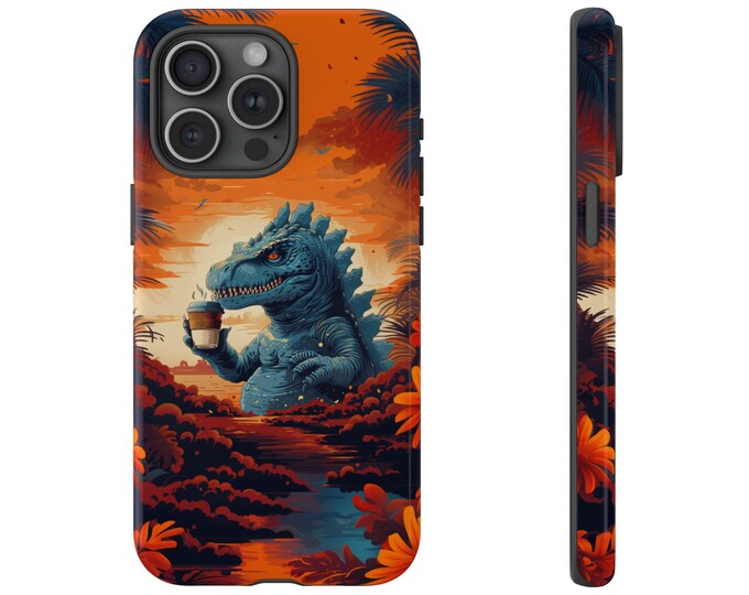 Kaiju Dinosaur Coffee Cup Dino Phone Case: iPhone, Galaxy, Pixel - Lifetime Warranty