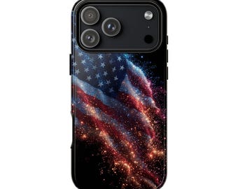 American Flag Neon USA Patriotic Art Phone Case • Original Artwork • Heavy Duty Protection • Tech Gift • Lifetime Warranty
