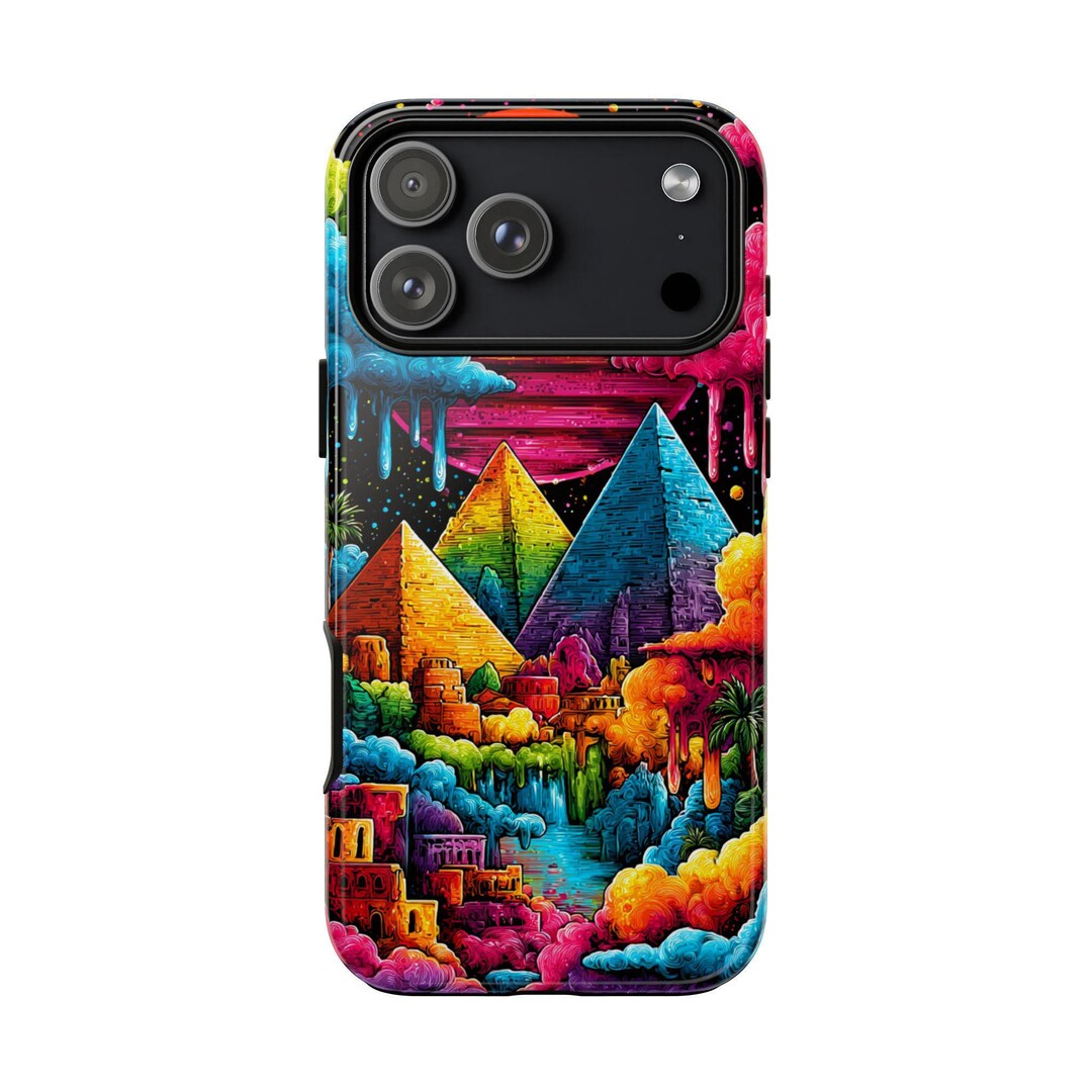Iphone, Galaxy, Pixel - Neon Pyramids Trippy Acid Dream Phone Case ...