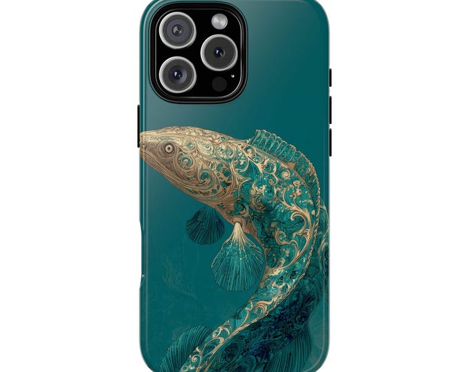 Moray Eel Gold Teal Green Ocean Phone Case: iPhone, Galaxy, Pixel - Lifetime Warranty