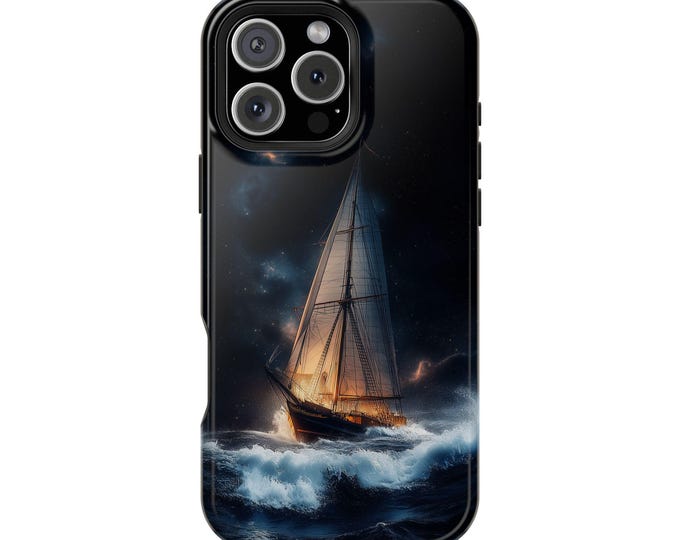 Sailing Ship Stormy Seas Phone Case: iPhone, Galaxy, Pixel - Magsafe Compatible