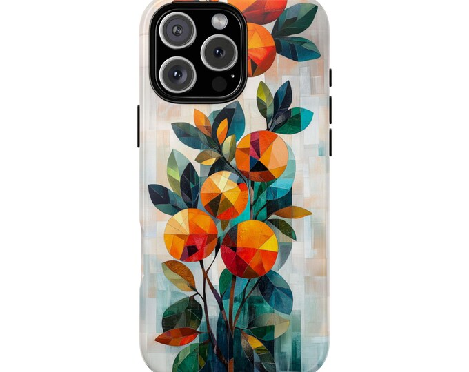 Geometric Persimmons Abstract Painting Phone Case: iPhone, Galaxy, Pixel - Lifetime Warranty