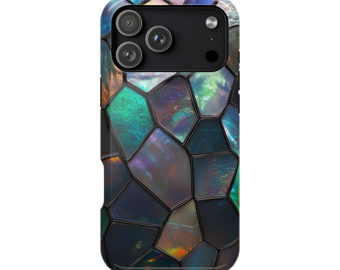 Pearl Opal Iridescent Stained Glass Mosaic Phone Case for iPhone, Galaxy, Pixel – Lifetime Warranty