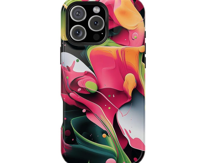 Pink Green Liquid Fluid Abstract Art Phone Case: iPhone, Galaxy, Pixel - Lifetime Warranty