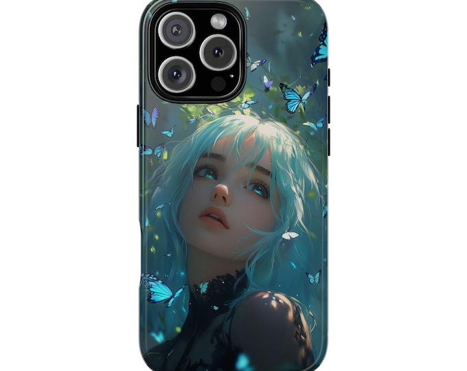 Blue Butterflies Anime Girl Forest Phone Case: iPhone, Galaxy, Pixel - Lifetime Warranty