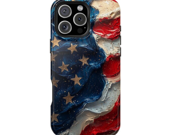 USA Thick Pastel Paint American Flag Phone Case: iPhone, Galaxy, Pixel - Lifetime Warranty