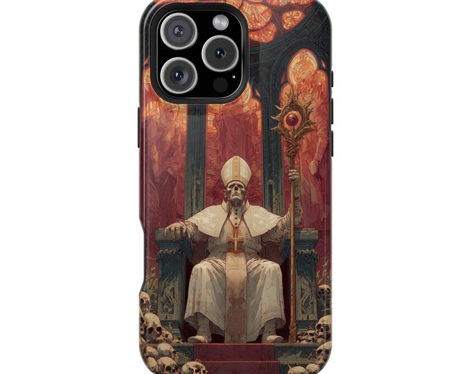 Apocalyptic Pope Priest Skulls Phone Case: iPhone, Galaxy, Pixel - Lifetime Warranty