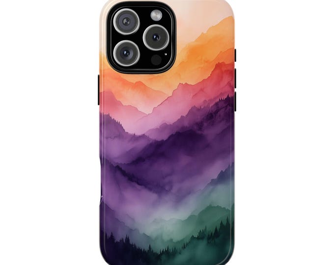 Whispering Mountain Misty Orange Purple Phone Case: iPhone, Galaxy, Pixel - Lifetime Warranty