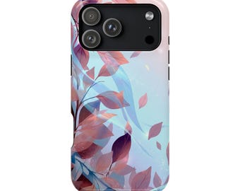 Pink Teal Leaves Mystic Breeze Phone Case • Original Artwork • Heavy Duty Protection • Tech Gift • Lifetime Warranty