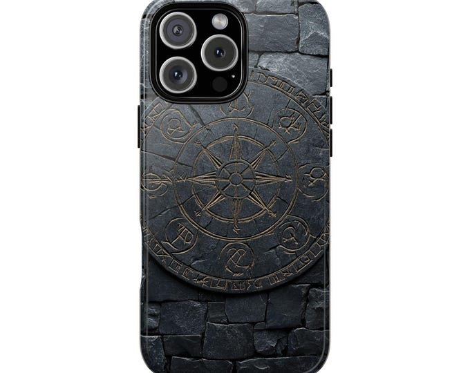 Vegvisir Rune Accent Rock Engraved Viking Pattern Phone Case: iPhone, Galaxy, Pixel - Lifetime Warranty