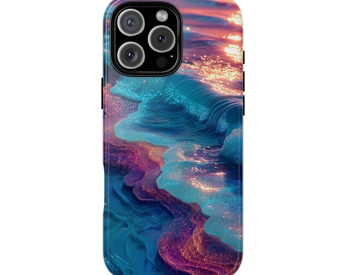 Iridescent Ocean Waves Sparkling Sea Tides Phone Case: Tough Cover for iPhone (MagSafe Compatible), Samsung Galaxy, Pixel