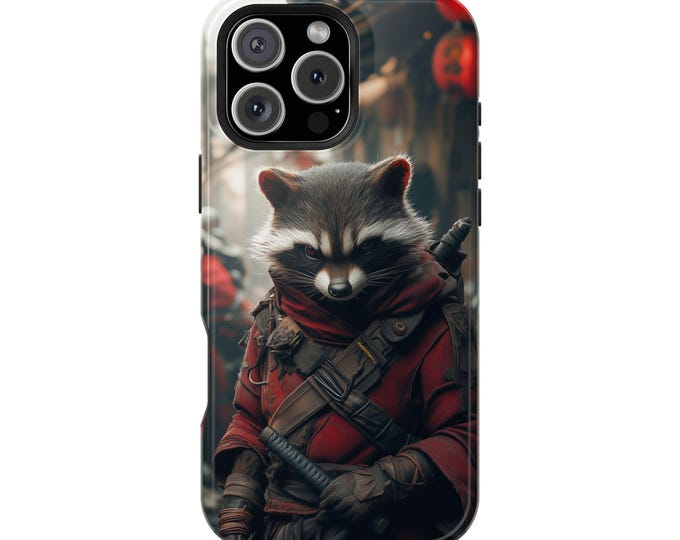 Ninja Racoon in Red Suit Anime Phone Case: iPhone, Galaxy, Pixel - Lifetime Warranty