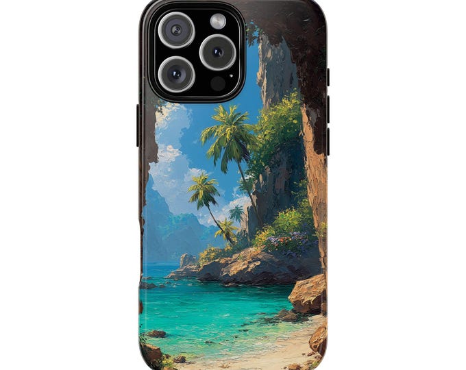 Turquoise Tropical Beach Cave Paradise Sea Lagoon Phone Case: iPhone, Galaxy, Pixel - Lifetime Warranty