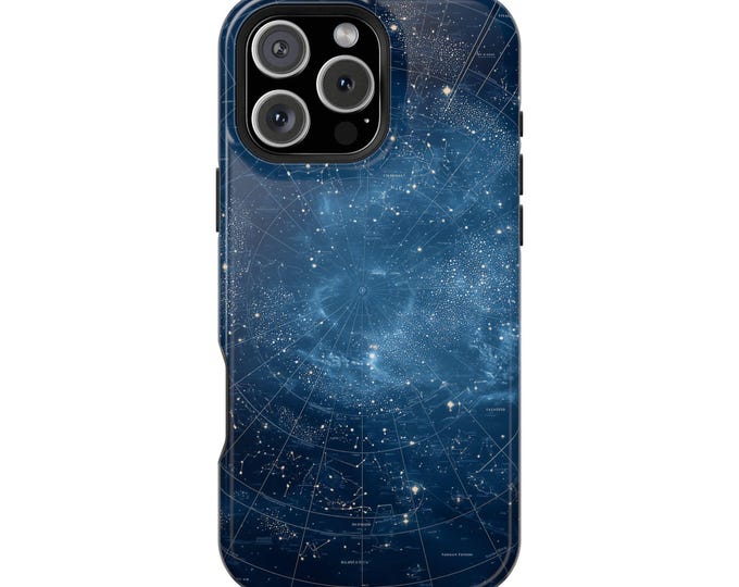 Cosmic Star Map Deep Blue Space Phone Case: iPhone, Galaxy, Pixel - Lifetime Warranty