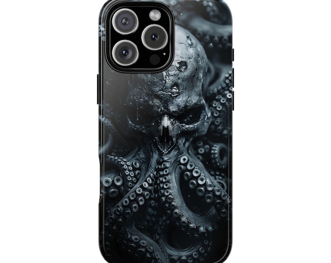Black Skull Octopus Cephalopod Tentacles Phone Case: iPhone, Galaxy, Pixel - Lifetime Warranty