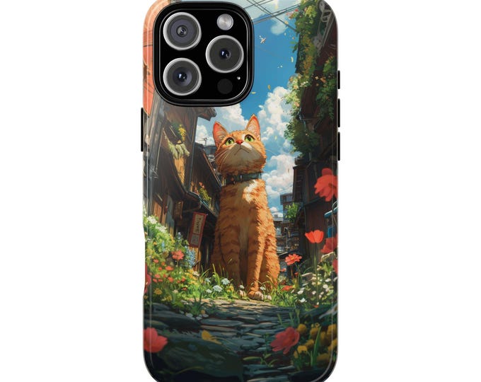 Orange Tabby Cat Kitty Flower Alley Phone Case: iPhone, Galaxy, Pixel - Lifetime Warranty