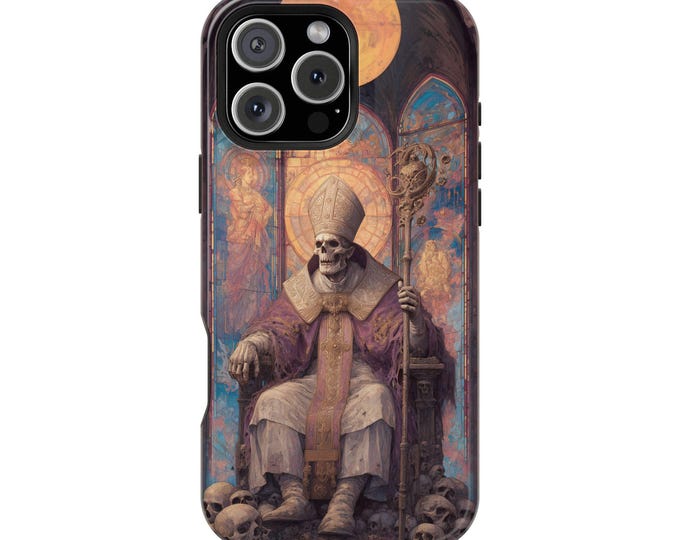 Gothic Skeleton Pope Sanctuary Throne Phone Case: iPhone, Galaxy, Pixel - Lifetime Warranty
