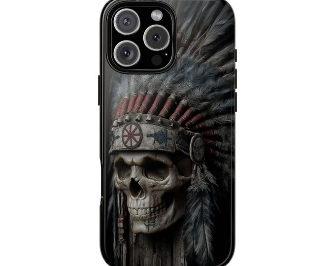 Skull Headdress Feathers Native Chief Phone Case: Tough Cover for iPhone (MagSafe Compatible), Samsung Galaxy, Pixel