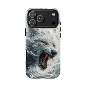 Fierce Wolf White Liquid Waves Phone Case for iPhone, Samsung, Pixel