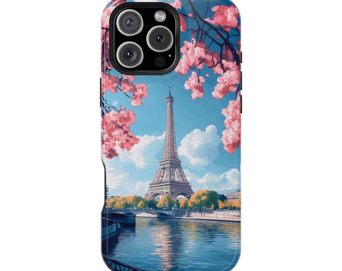 Eiffel Tower Cherry Blossom Paris Phone Case: iPhone, Galaxy, Pixel - Lifetime Warranty