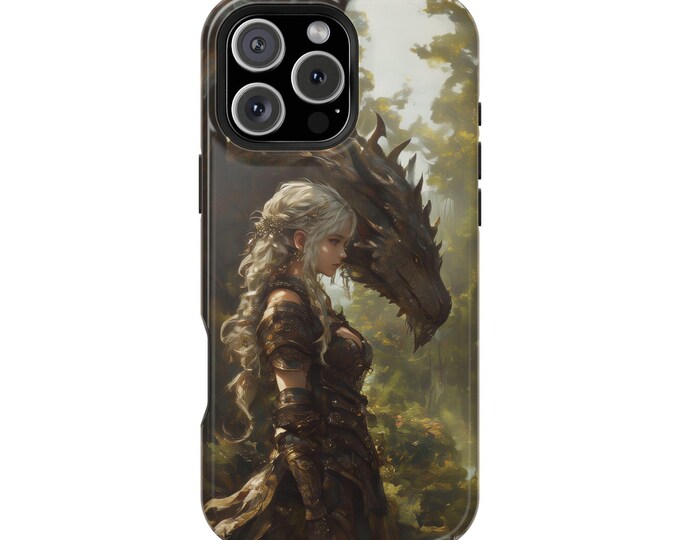 Girl Dragon Companion Mythical Forest Phone Case: iPhone, Galaxy, Pixel - Lifetime Warranty