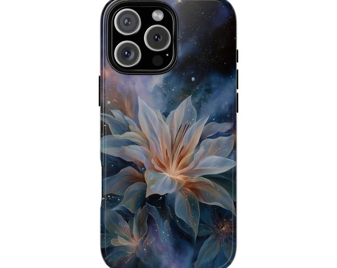Celestial Lily Space Dust Nebula Flower Phone Case: iPhone, Galaxy, Pixel - Lifetime Warranty