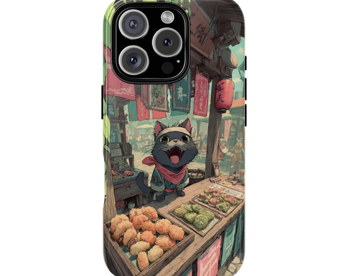 Anime Cat Street Food Vendor Phone Case: iPhone, Galaxy, Pixel - Lifetime Warranty