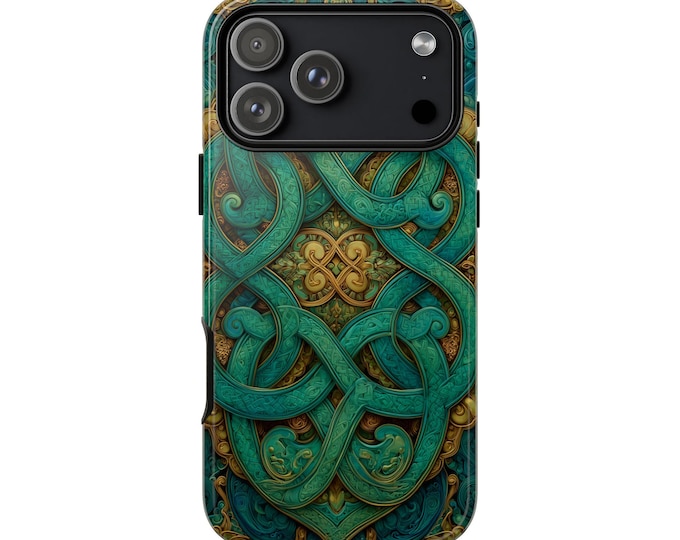 Emerald Green Celtic Knotwork Phone Case: iPhone, Galaxy, Pixel - Lifetime Warranty