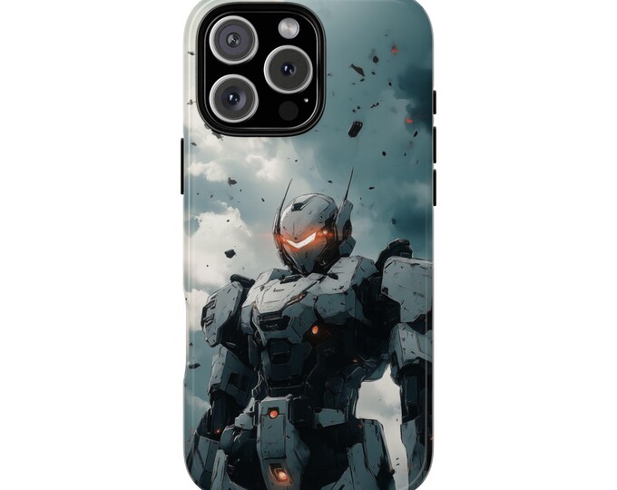 Armored Mech Warrior Robot Machine Gray Sky Phone Case: iPhone, Galaxy, Pixel - Lifetime Warranty