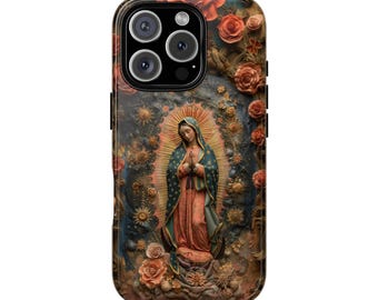 Our Lady of Guadalupe Virgin Mary Floral Phone Case - iPhone 17 Air 16 16e 15 14 13 12 11 Pro Max Samsung Galaxy S25 S24 Pixel 9a