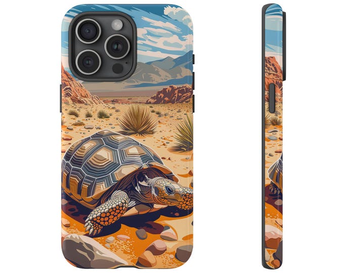 Tortoise Turtle in the Desert Phone Case: iPhone, Galaxy, Pixel - Lifetime Warranty