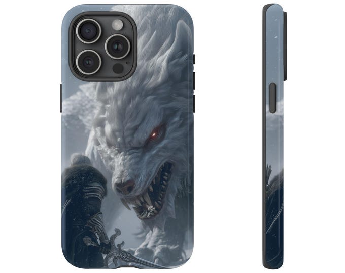 Giant Frost Wolf Frozen Snow Warrior Knight Phone Case: iPhone, Galaxy, Pixel - Lifetime Warranty