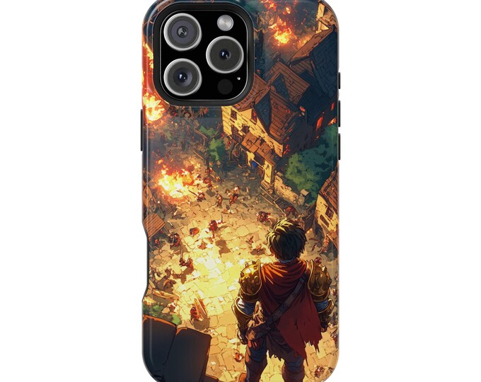 Young Warrior Knight Burning Village Anime Phone Case: iPhone, Galaxy, Pixel - Lifetime Warranty