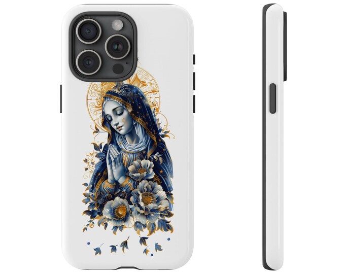 Virgin Mary Our Lady Guadalupe Blue Painting Phone Case: iPhone, Galaxy, Pixel - Lifetime Warranty