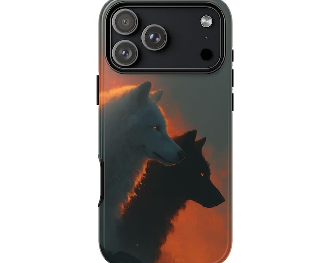 Wolves Fiery Black White Phone Case: iPhone, Galaxy, Pixel - Lifetime Warranty