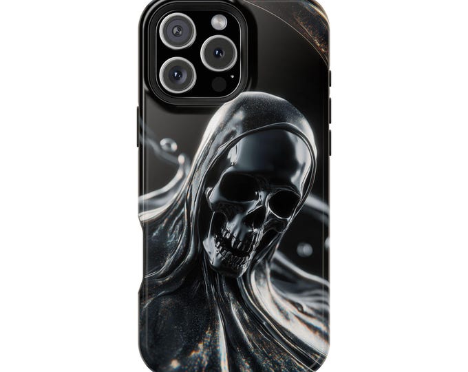 Liquid Skull Silver Death Skeleton Abstract Phone Case: iPhone, Galaxy, Pixel - Lifetime Warranty