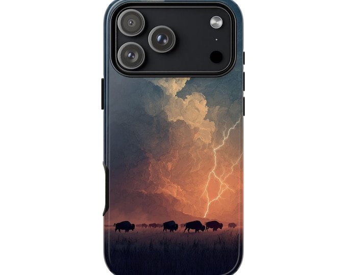 Bison Lightning Storm Phone Case: iPhone, Galaxy, Pixel - Lifetime Warranty