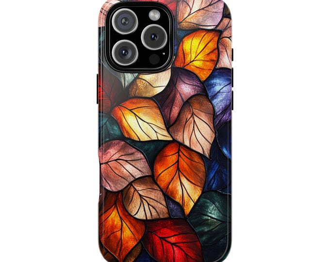 Leaves Stained Glass Colorful Leaf Phone Case: iPhone, Galaxy, Pixel - Lifetime Warranty