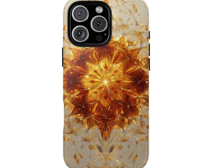Golden Sunburst Mandala Floral Geometric Phone Case for iPhone | Samsung Galaxy | Google Pixel