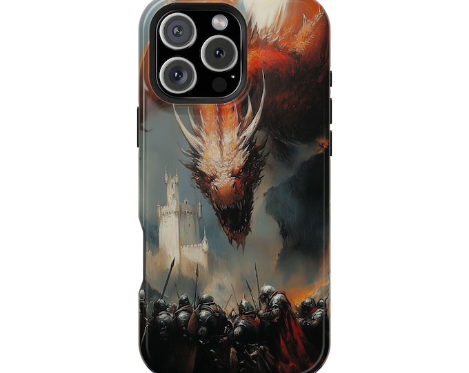 Emberion the Crimson Red Dragon Battles Knights Phone Case: iPhone, Galaxy, Pixel - Lifetime Warranty